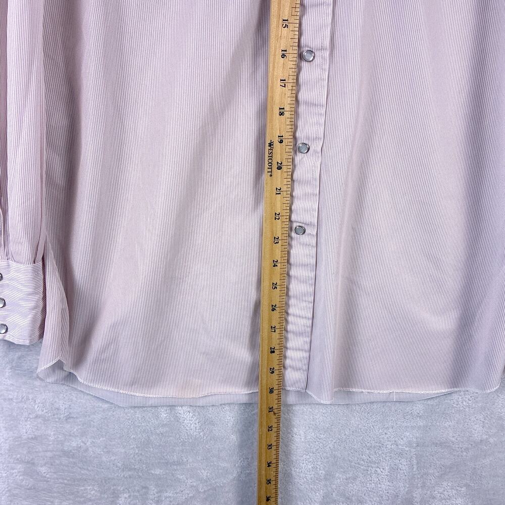 VTG 60s Bronco Westerns Shirt Mens 17 (XL) Pink Nylon Pearl Snap Cowboy Japan - Picture 5 of 10